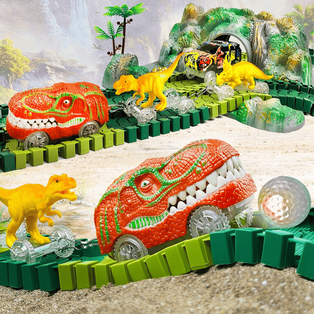 Interaktywny Pociąg Dinozaurów RaptorRail dla Kreatywnych Dzieci w Wieku 3 lat i Starszych