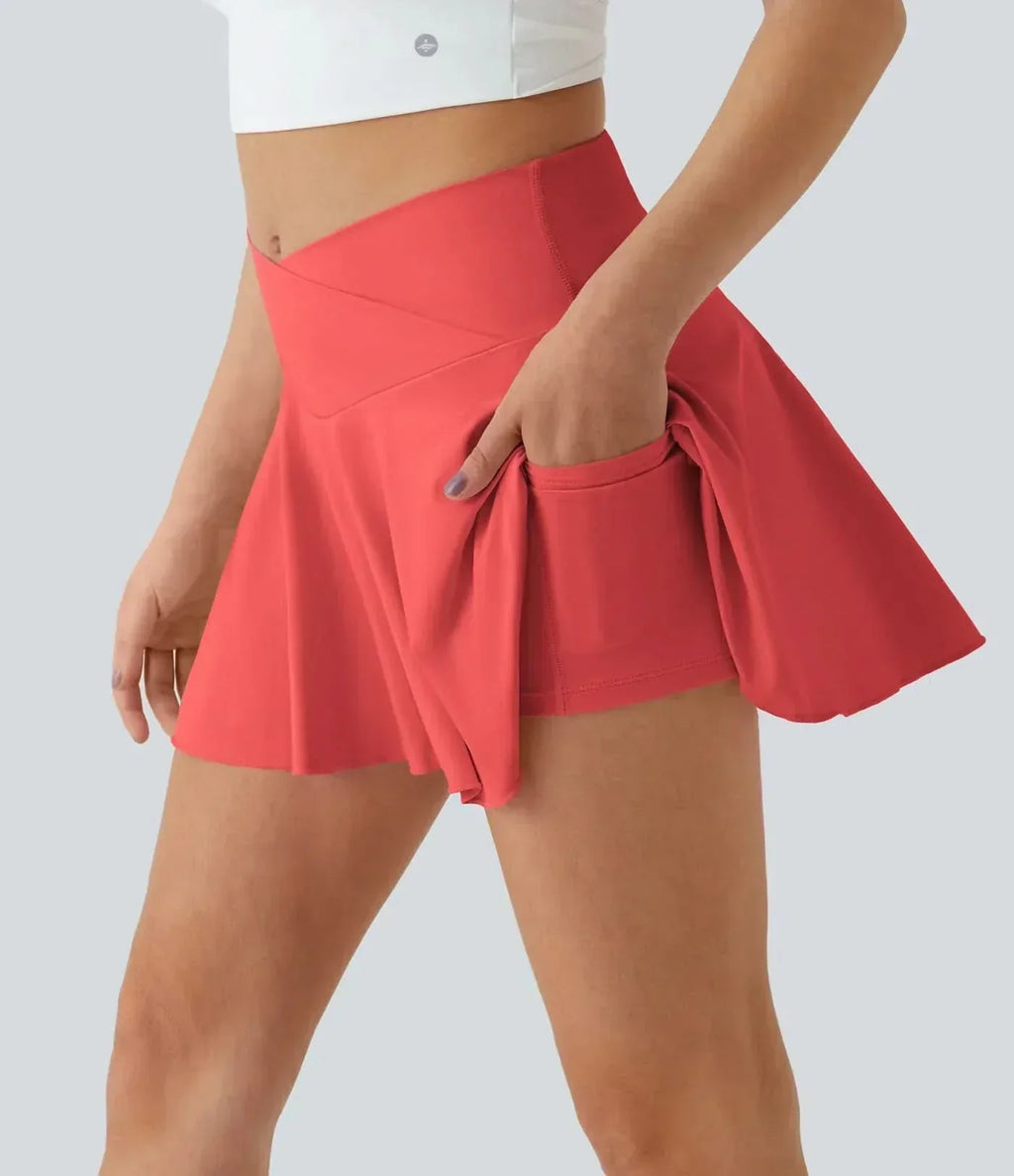 AuraFlex Airy tenniskjol med integrerade shorts UPF50Plus för kvinnor