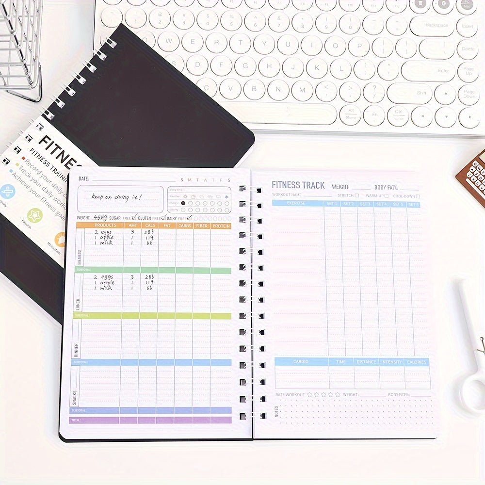 مخطط FitTrack Journal غير المؤرخ لتتبع التمارين والوجبات