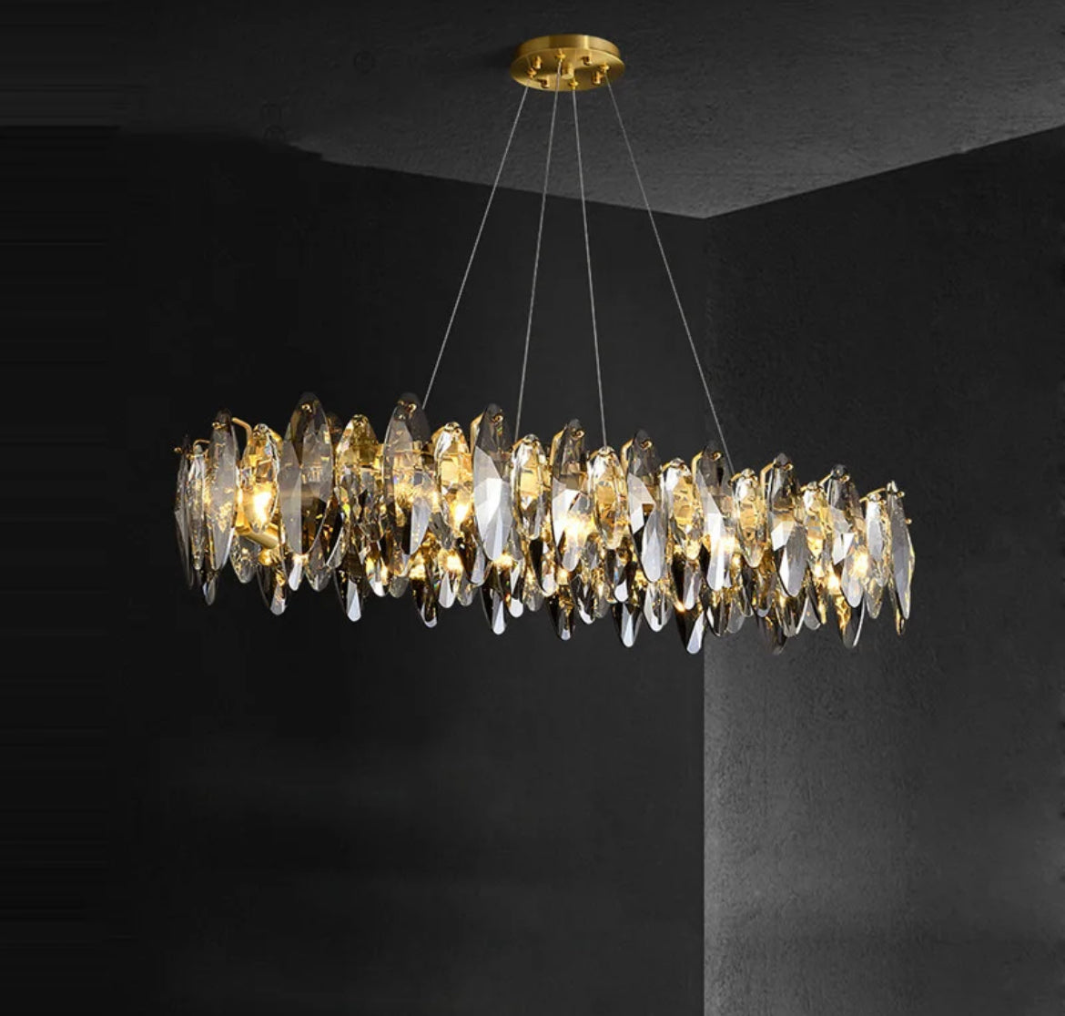 Lampadario a Foglia di Cristallo Nordico Aurelia dalla Collezione Lumen
