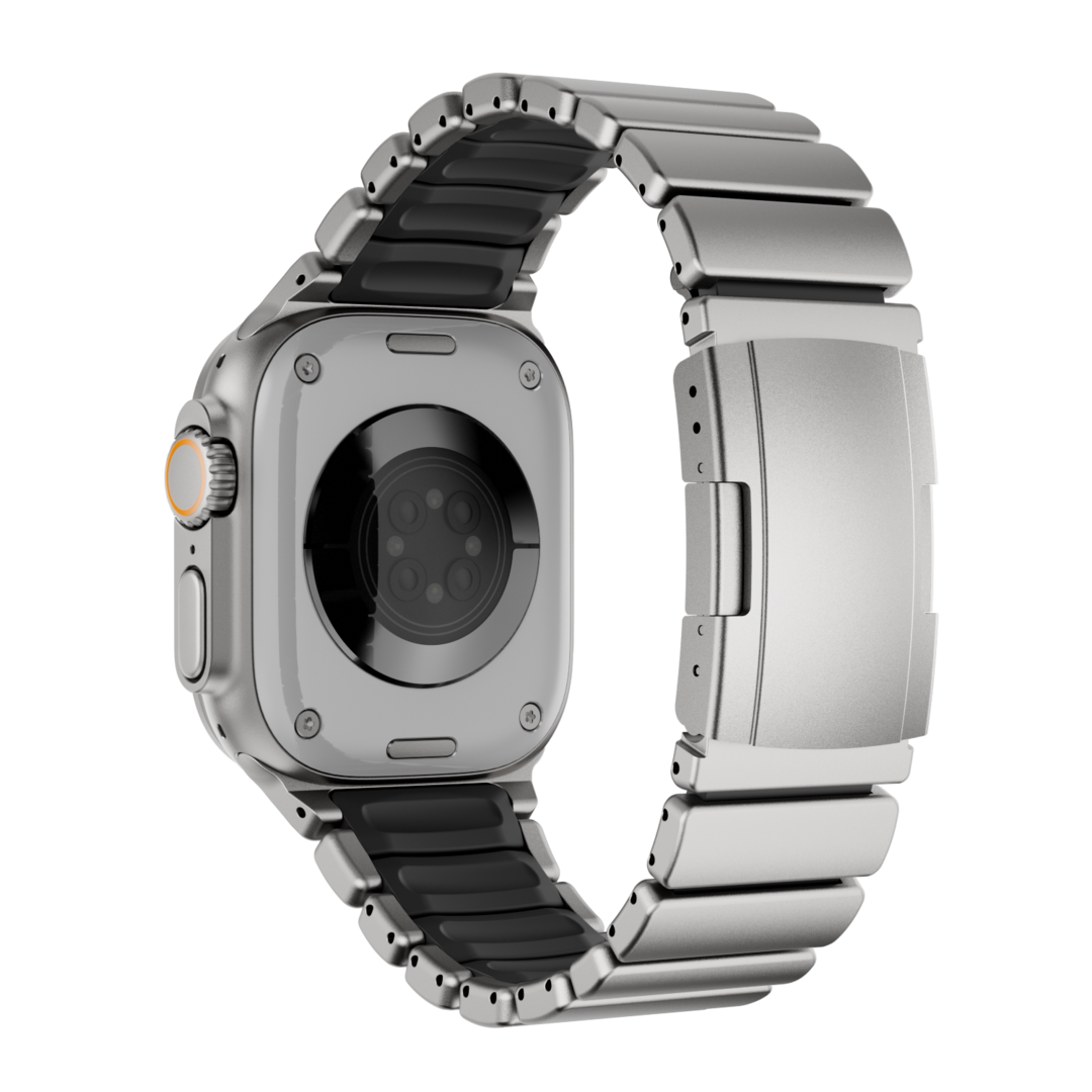 Gemini Titanium Band for Apple Watch Ultra With Matte Finish and Polished Links