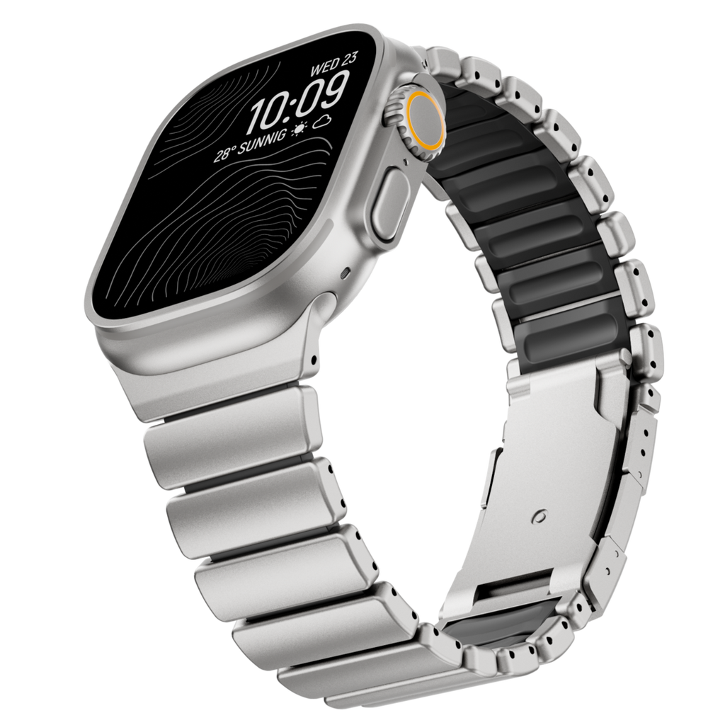 Gemini Titanium Band for Apple Watch Ultra With Matte Finish and Polished Links