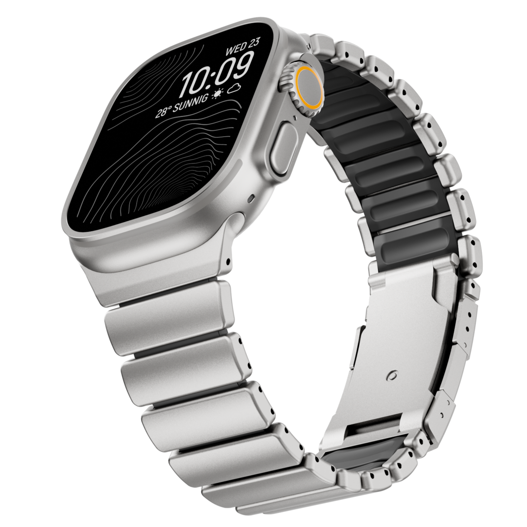 Gemini Titanium Band for Apple Watch Ultra With Matte Finish and Polished Links
