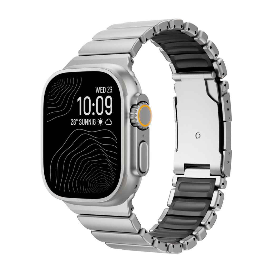 Gemini Titanium Band for Apple Watch Ultra With Matte Finish and Polished Links