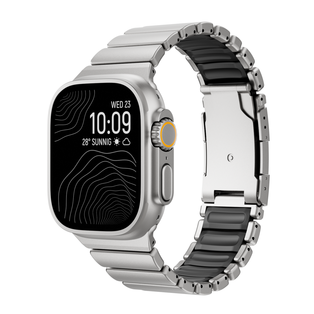 Gemini Titanium Band for Apple Watch Ultra With Matte Finish and Polished Links