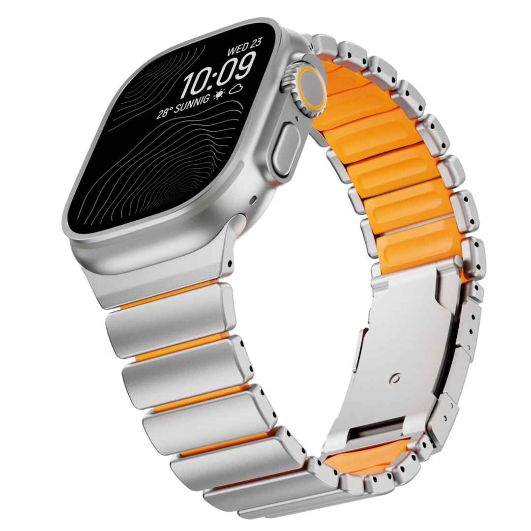 Gemini Titanium Band for Apple Watch Ultra With Matte Finish and Polished Links