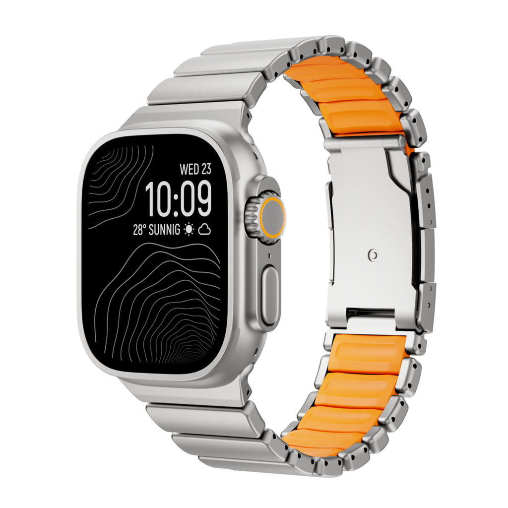 Gemini Titanium Band for Apple Watch Ultra With Matte Finish and Polished Links