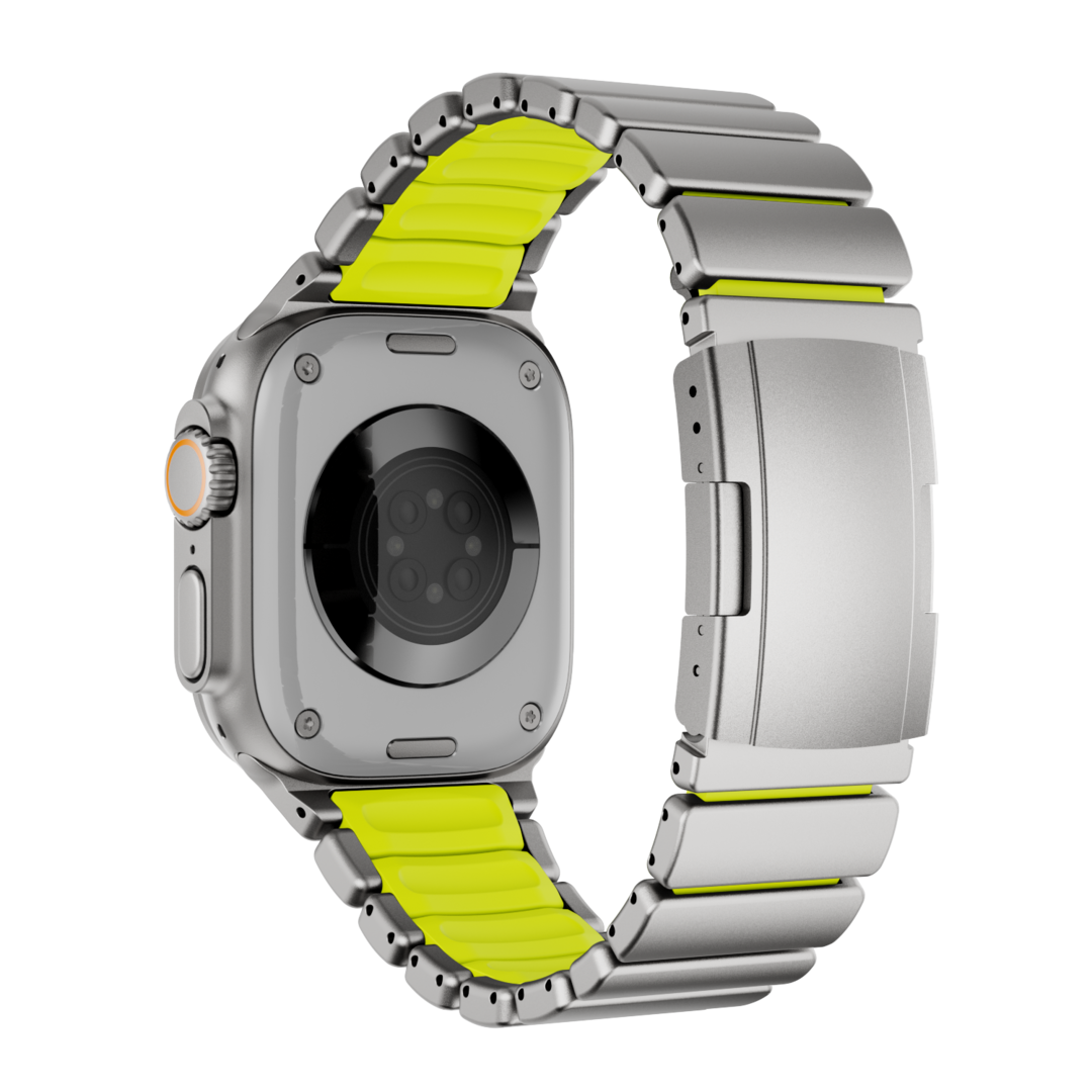 Gemini Titanium Band for Apple Watch Ultra With Matte Finish and Polished Links