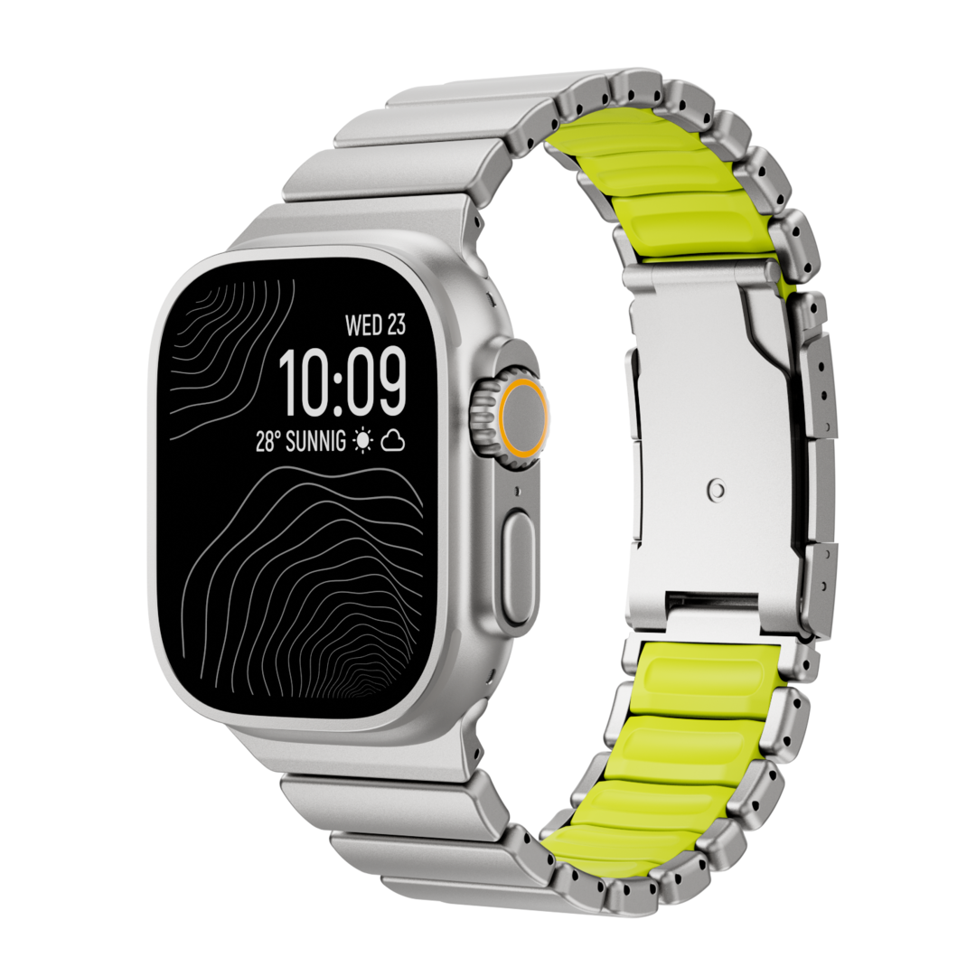 Gemini Titanium Band for Apple Watch Ultra With Matte Finish and Polished Links