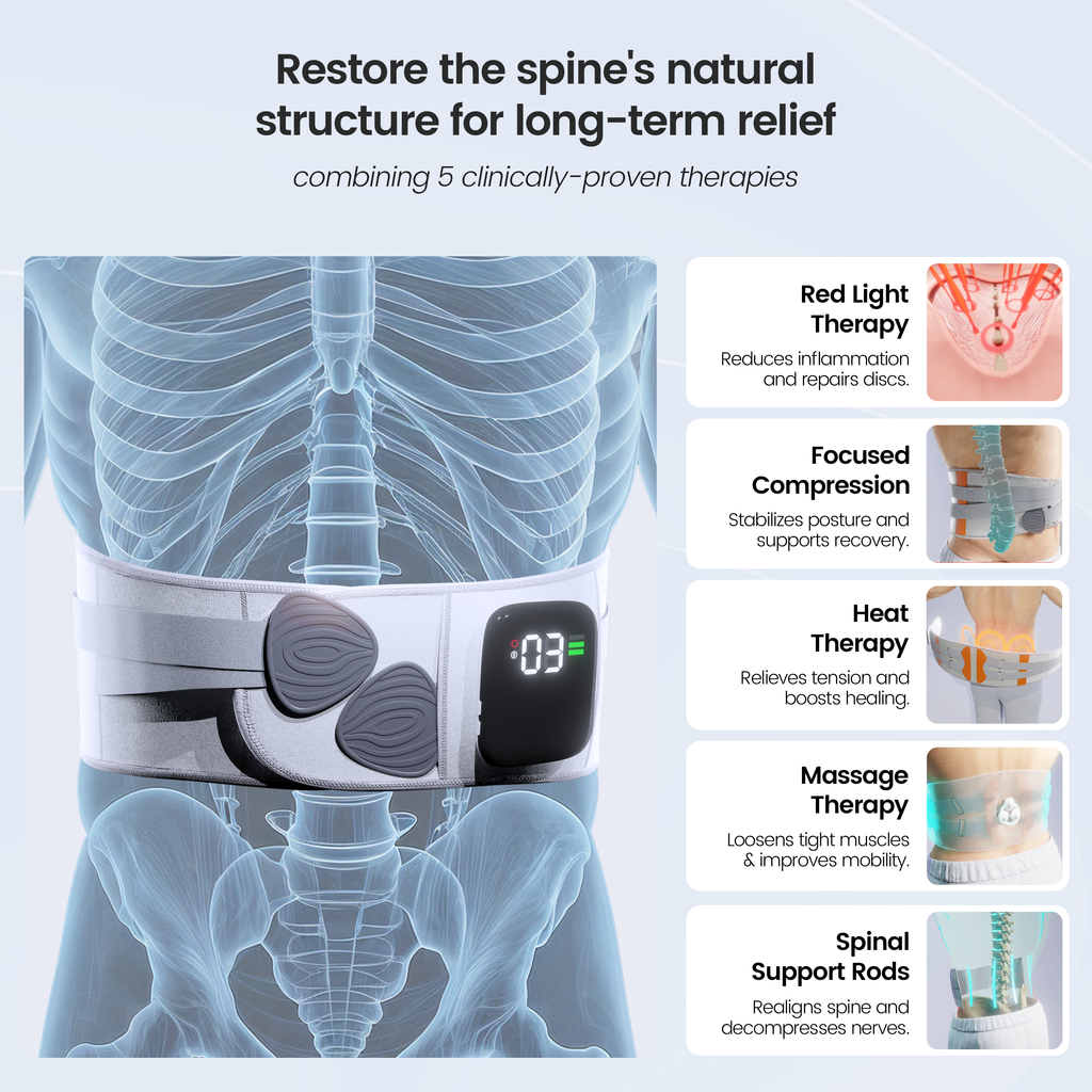 Cinturón de Soporte Lumbar Ajustable ReliefFlow con Vibración y Calor
