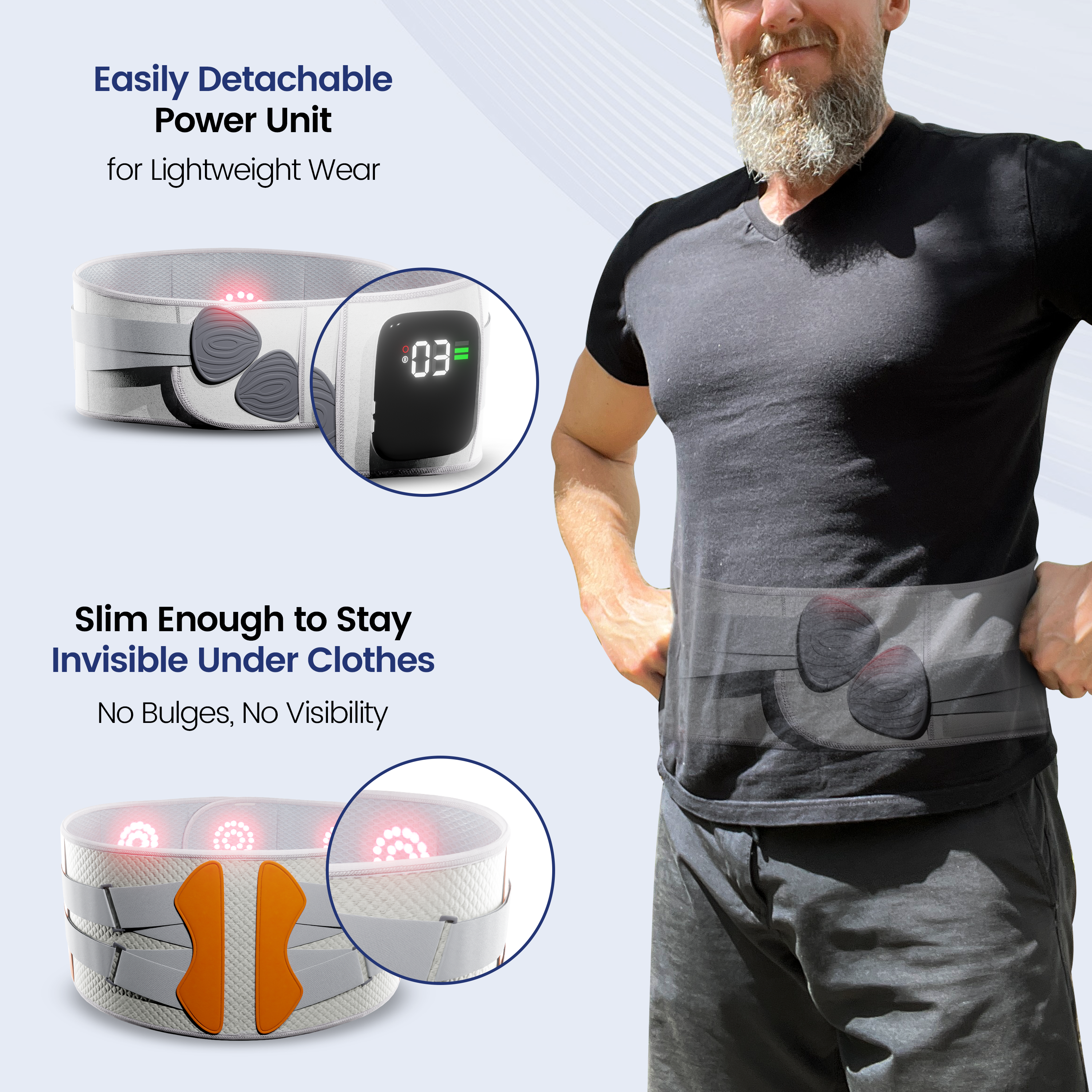 Cinturón de Soporte Lumbar Ajustable ReliefFlow con Vibración y Calor