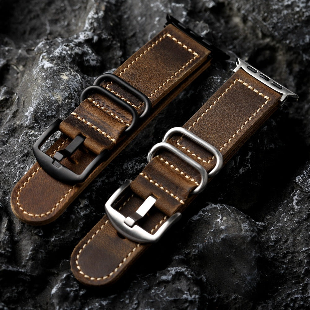 LuxeAnchor Handmade Vintage Leather Strap For Apple Watch