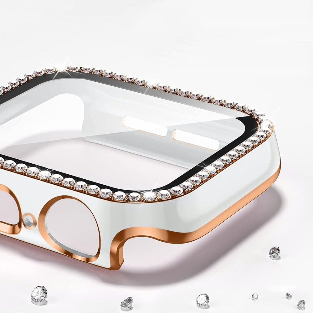 StellarGems pouzdro na Apple Watch s 9H tvrzeným sklem a kamínky rhinestone