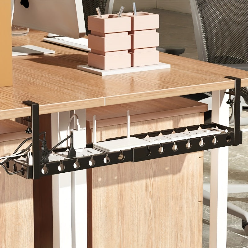 Organisateur de câbles anti-enchevêtrement pour sous le bureau avec sangle réglable et clips