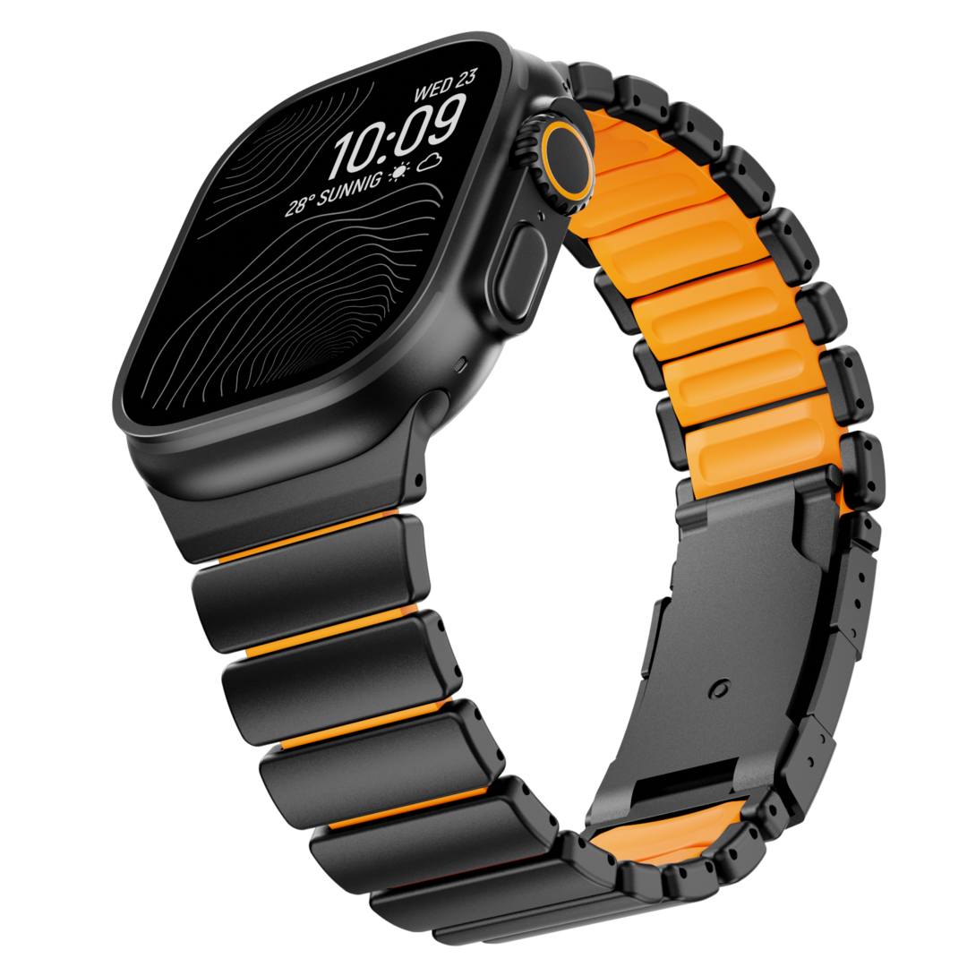 Gemini Titanium Band for Apple Watch Ultra With Matte Finish and Polished Links