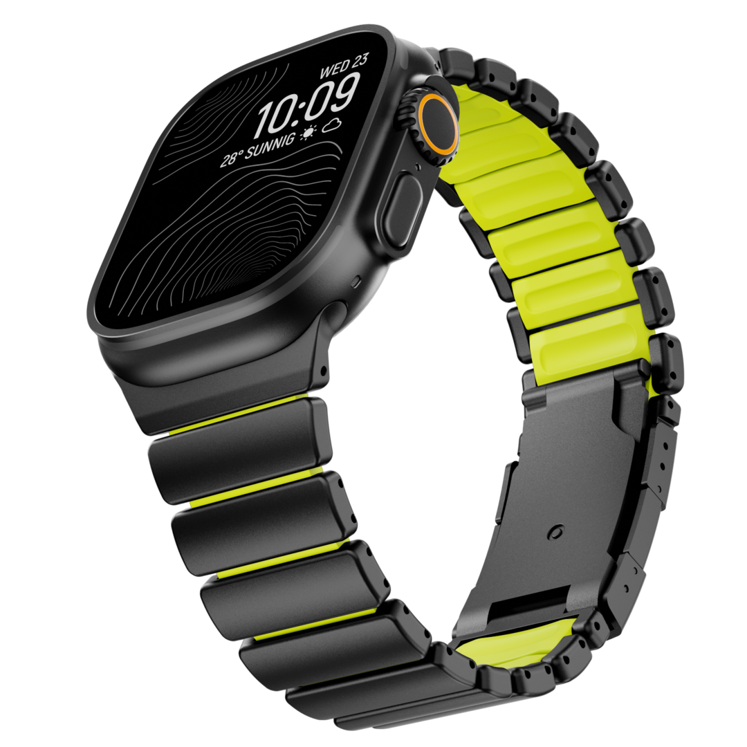 Gemini Titanium Band for Apple Watch Ultra With Matte Finish and Polished Links