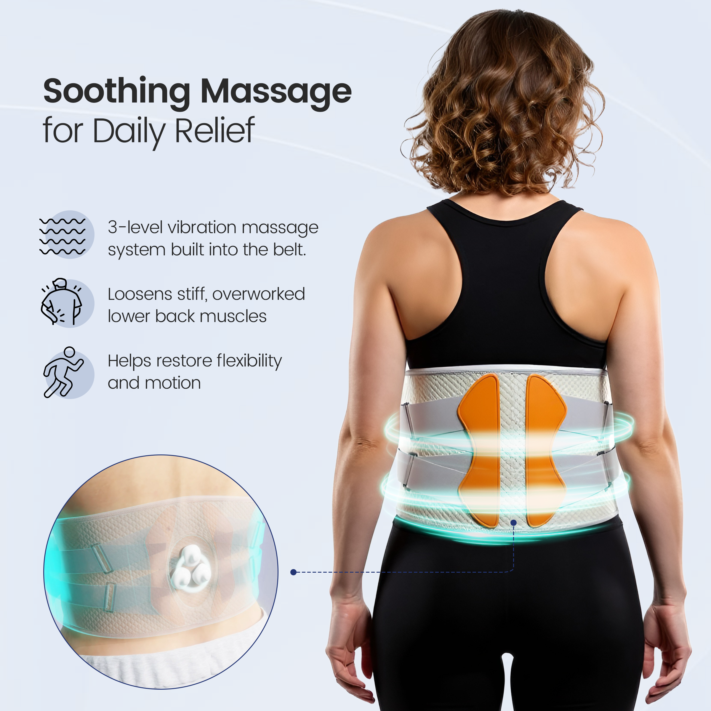 Cinturón de Soporte Lumbar Ajustable ReliefFlow con Vibración y Calor