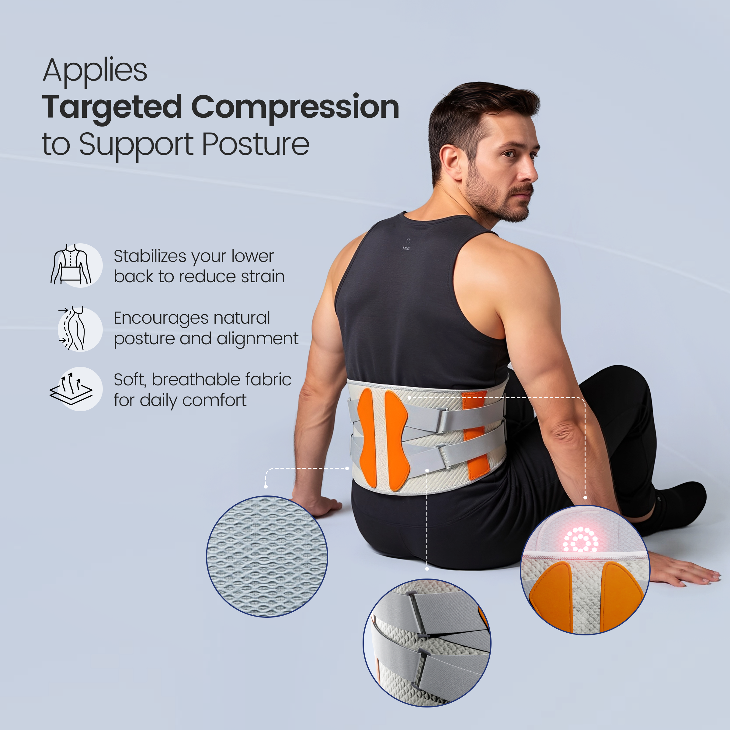 Cinturón de Soporte Lumbar Ajustable ReliefFlow con Vibración y Calor