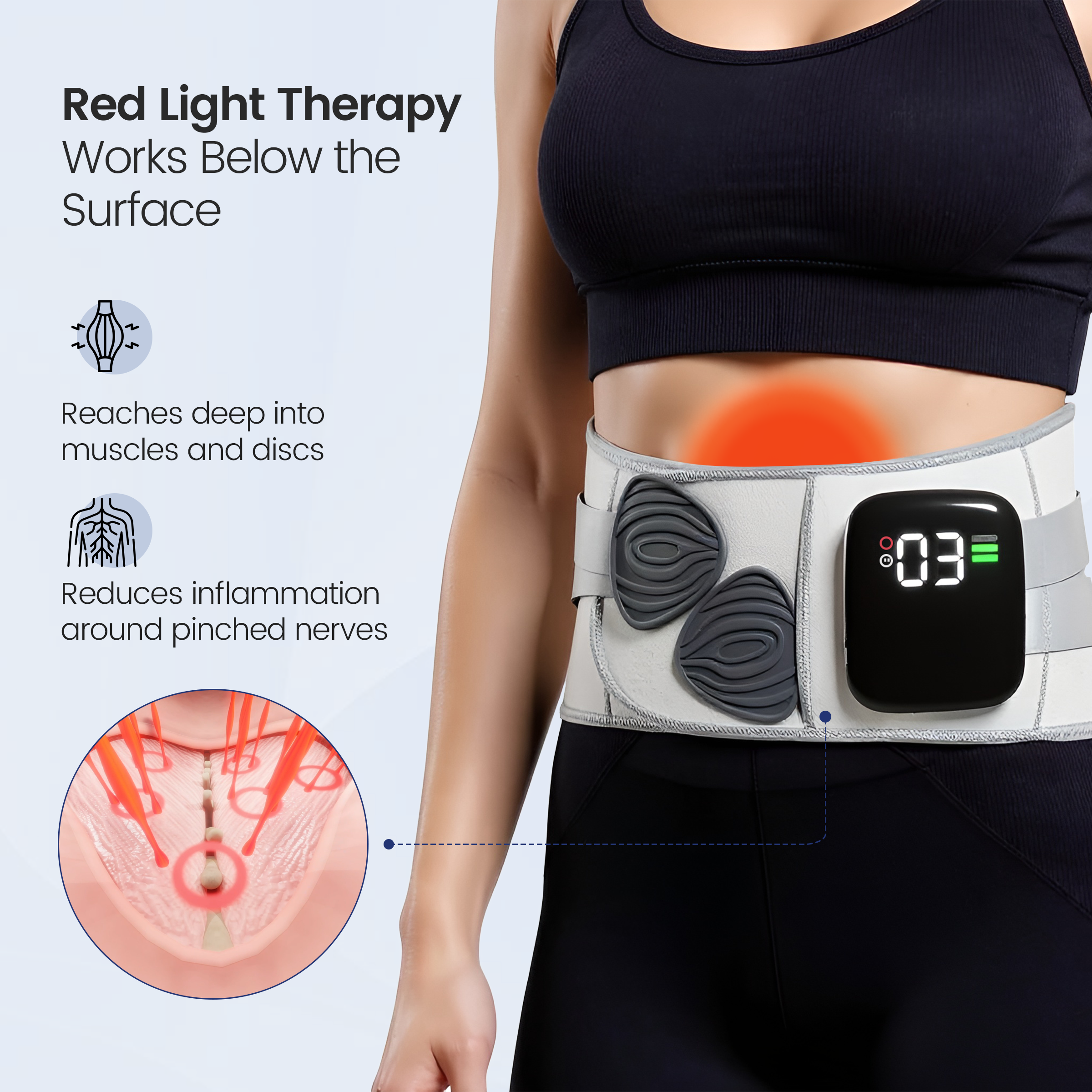 Cinturón de Soporte Lumbar Ajustable ReliefFlow con Vibración y Calor