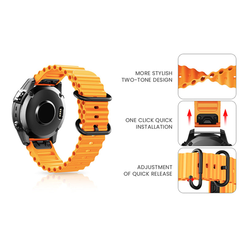 Brățară AquaStride Ocean pentru ceasuri Garmin de 22mm și 26mm din silicon