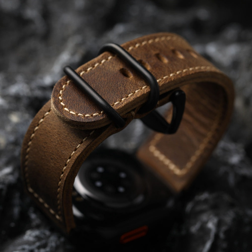 LuxeAnchor Handmade Vintage Leather Strap For Apple Watch