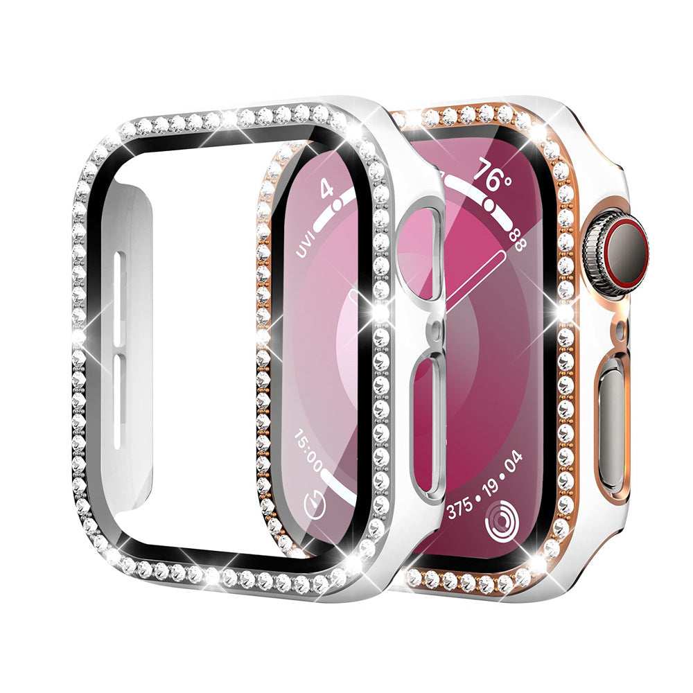 StellarGems pouzdro na Apple Watch s 9H tvrzeným sklem a kamínky rhinestone
