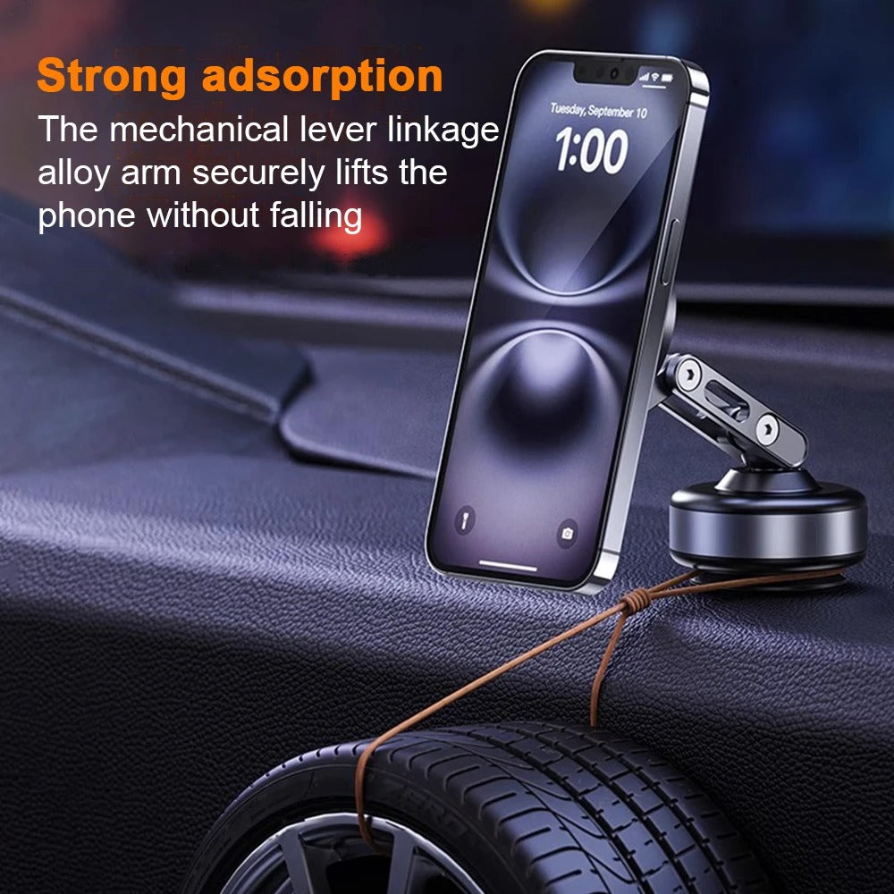 AeroGrip Magnetic Car Phone Holder With 360-Degree Mount And Vacuum Base