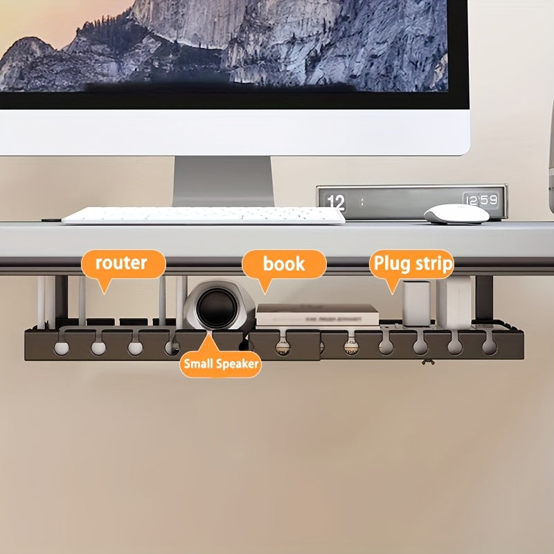 Organisateur de câbles anti-enchevêtrement pour sous le bureau avec sangle réglable et clips