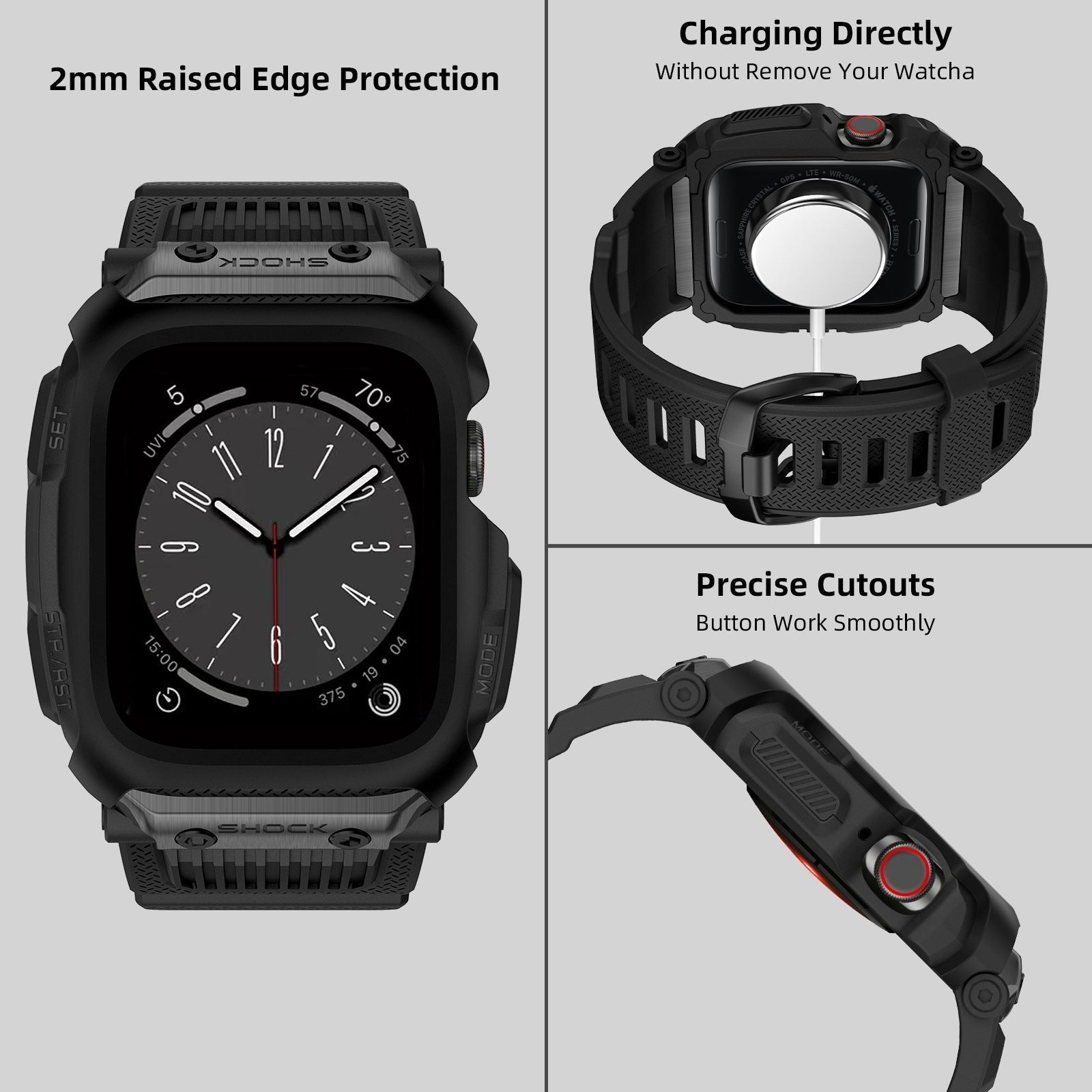 ערכת מגן ApexGuard ל-Apple Watch מפני זעזועים מחומר TPU