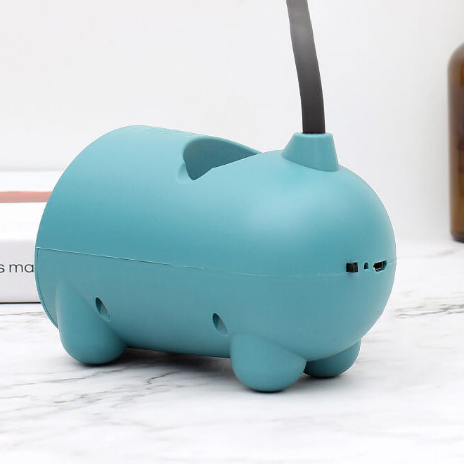 Kreslená kreativní LED stolní lampa ve tvaru králíka s dotykovým ovládáním a držákem na pero, napájená přes USB