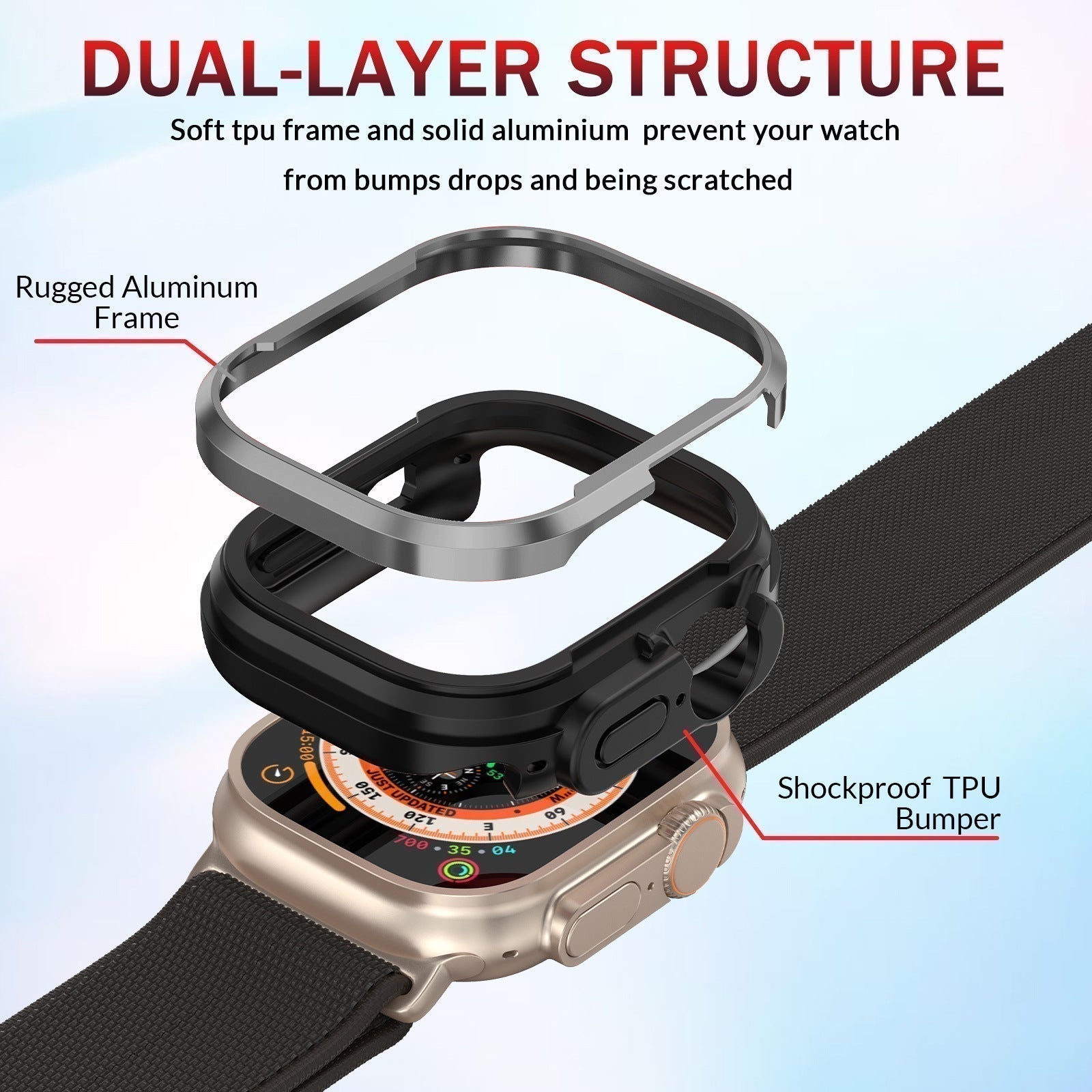 AeroGuard Aluminiumslegering Støtfangerdeksel for Apple Watch