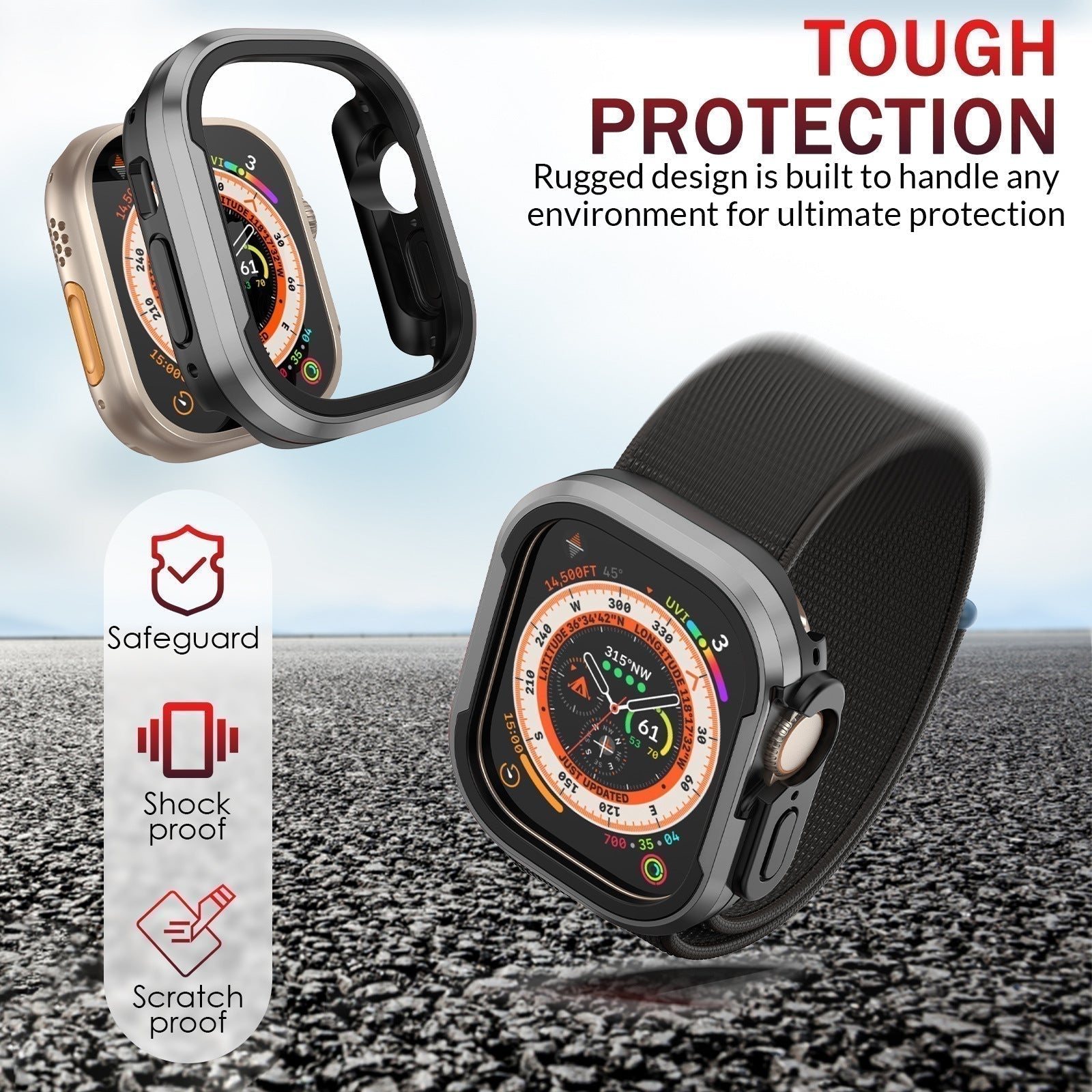 AeroGuard Aluminiumslegering Støtfangerdeksel for Apple Watch