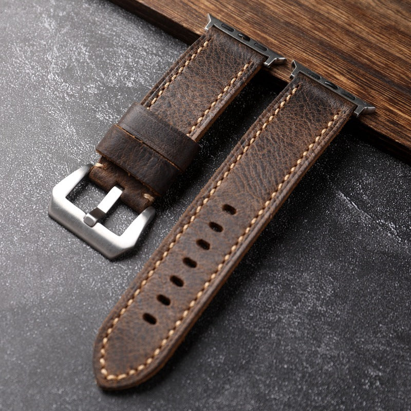 Heritage Hide handgefertigtes Rindslederarmband aus erstem Narbenleder für die Apple Watch