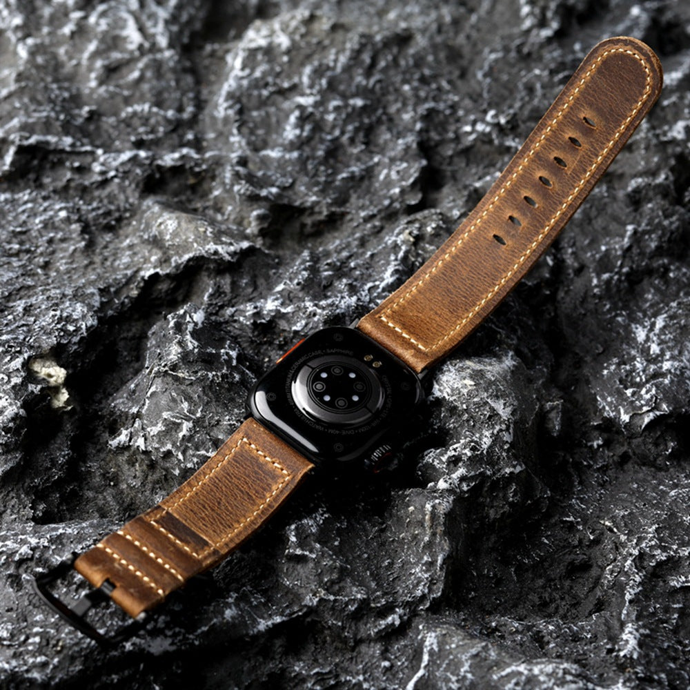 LuxeAnchor Handmade Vintage Leather Strap For Apple Watch