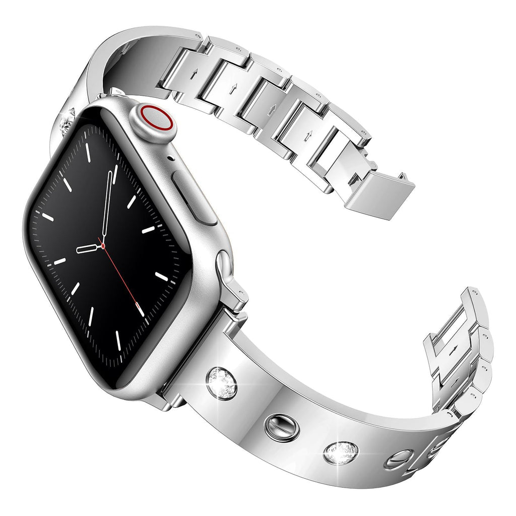 Bracciale con fibbia incastonata di diamanti LumaForge per Apple Watch