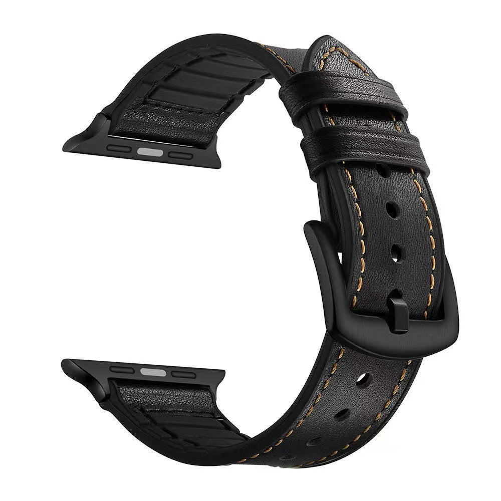 Curea de lux Aurora din piele naturală pentru Apple Watch Pro