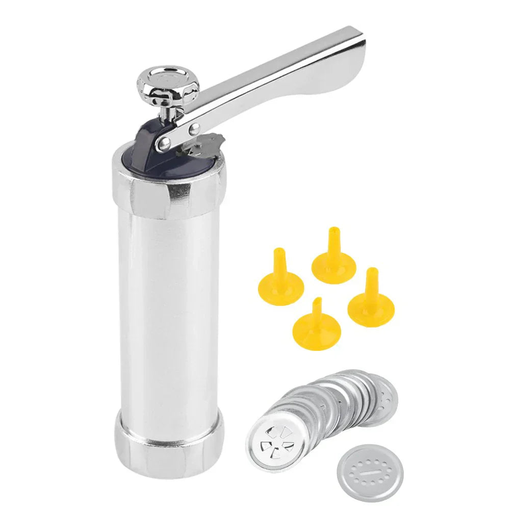 Metal Cookie Press Kit With Accessories For Creative Fresh Cookies Or Pastries