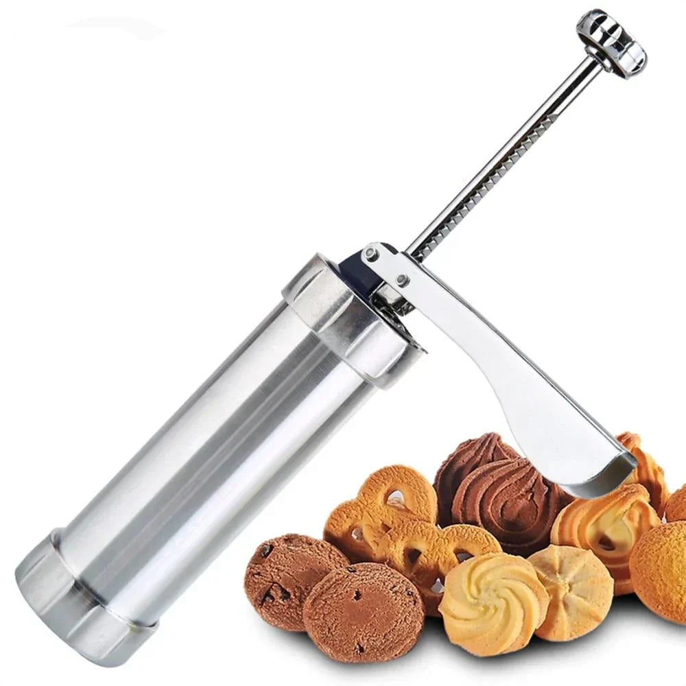 Metal Cookie Press Kit With Accessories For Creative Fresh Cookies Or Pastries
