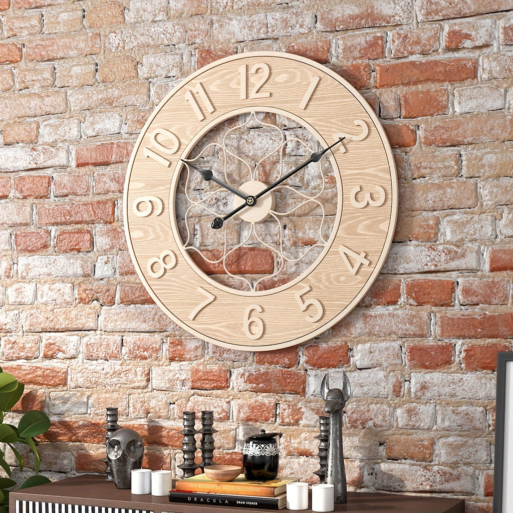 Ironwood Clock Vintage Iron & Wood Wall Clock For Interiors