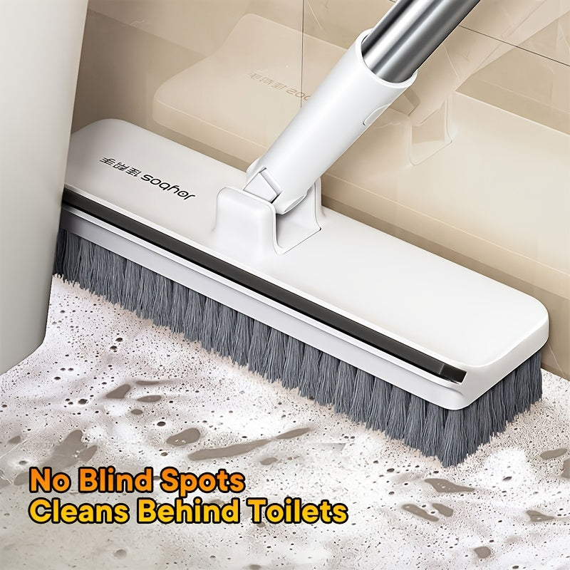 ScrubForce Rotating Floor Brush With Long Handle And Scraper Edge