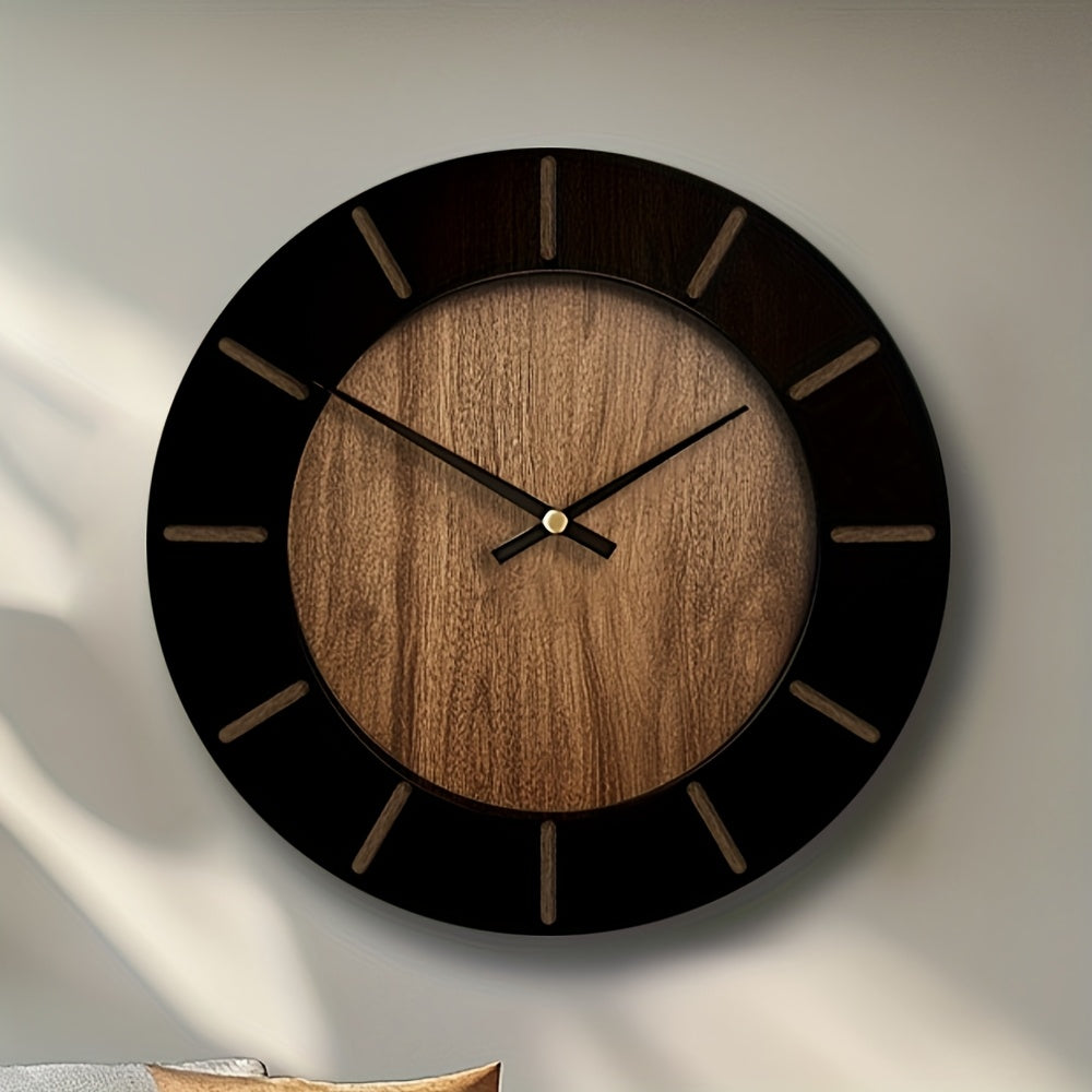 Reloj de Pared Vintage Everwood con Acabado de Madera, Funcionamiento Silencioso