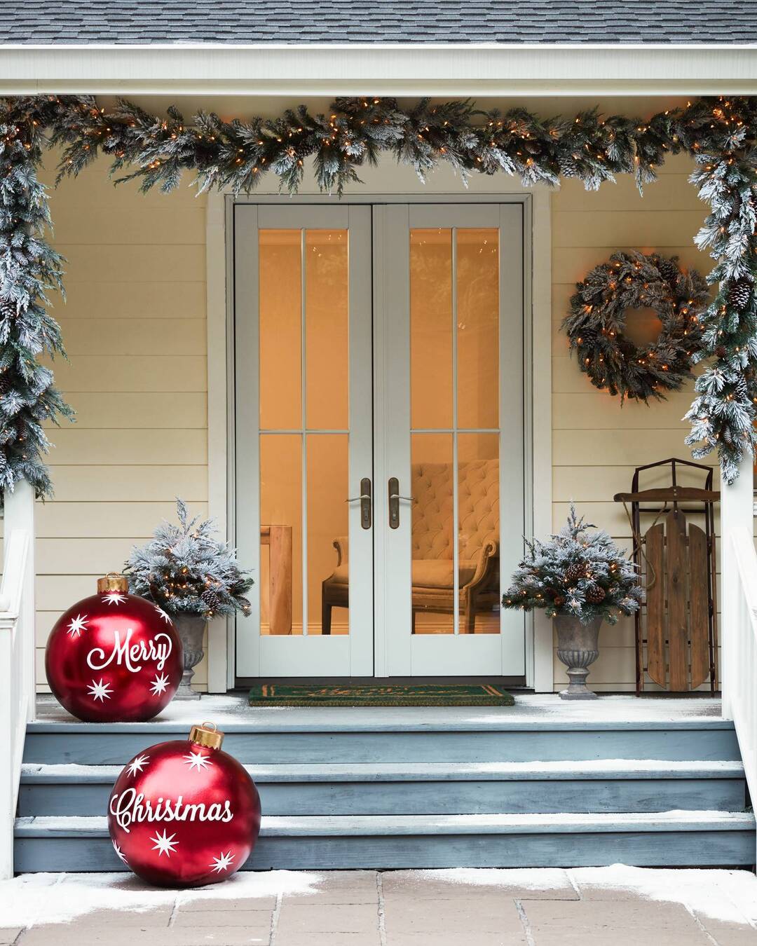 Sfere di Natale gonfiabili in PVC per esterni, resistenti alle intemperie e riutilizzabili, vari design
