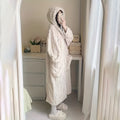 Velvélune Cream White Bathrobe With Striped Pattern