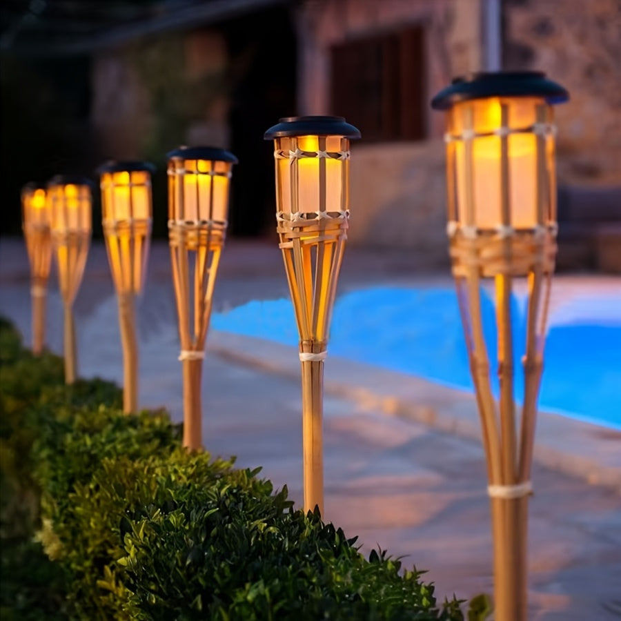 FlameGlow Solar Powered Bamboo Lights For Outdoor Ambiance