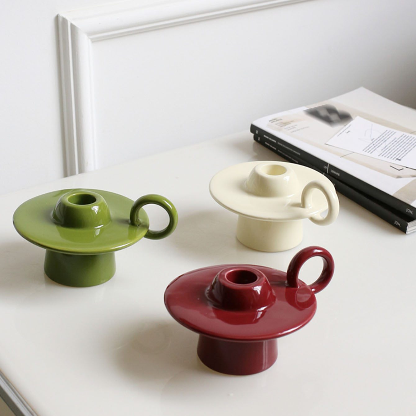 Orbita Ceram Candle Stand In Vintage UFO Style For Tables