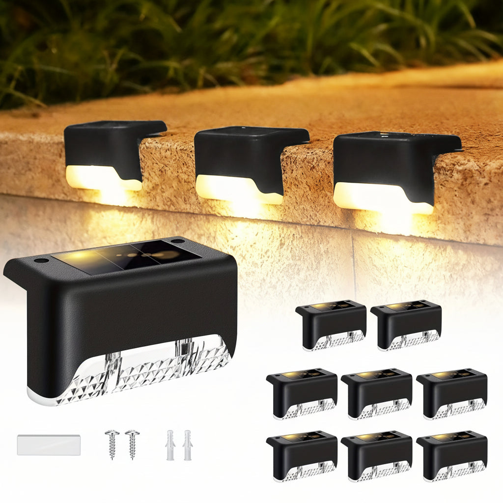 Glimvista 8 stuks zonne-hek- en padverlichting met waterdichte LED's voor tuin