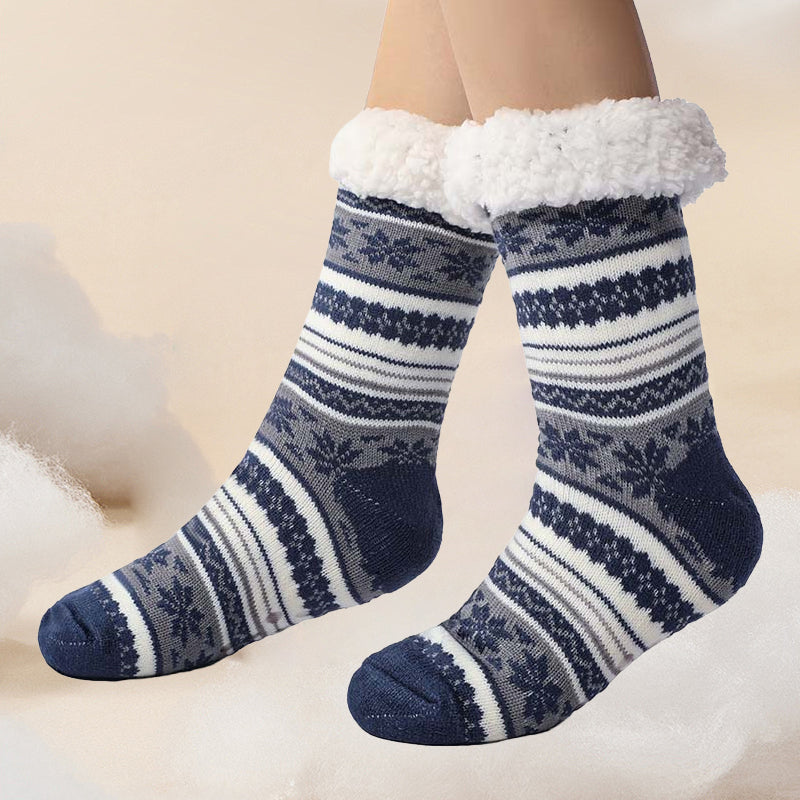 Ultra silné domácí ponožky s kašmírovými papučemi Snowflake