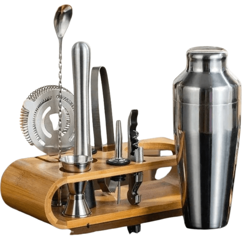 PulseMix Shaker Kit In Stainless Steel Stand And Bar Tools
