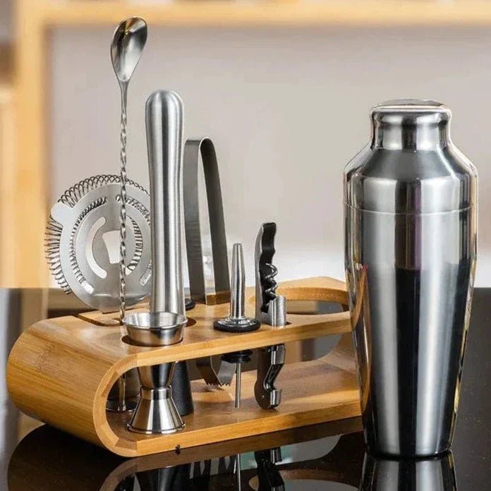 PulseMix Shaker Kit In Stainless Steel Stand And Bar Tools