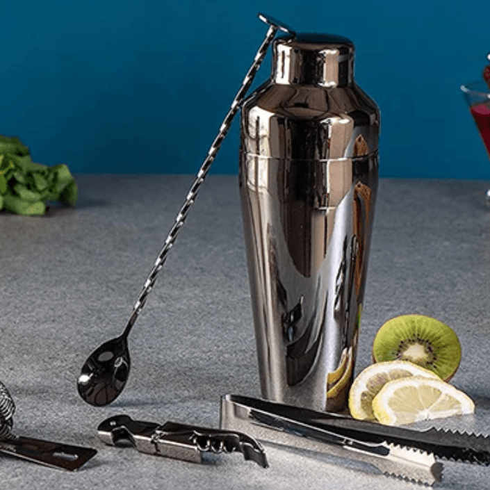 PulseMix Shaker Kit In Stainless Steel Stand And Bar Tools